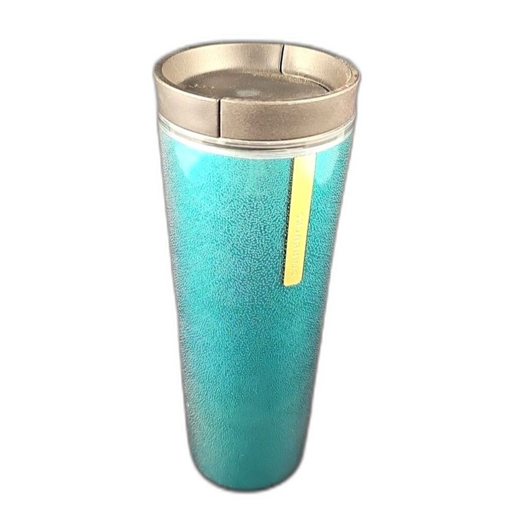 Starbucks 2013 Teal Textured Travel Plastic Cold Coffee Tumbler Mug 16oz